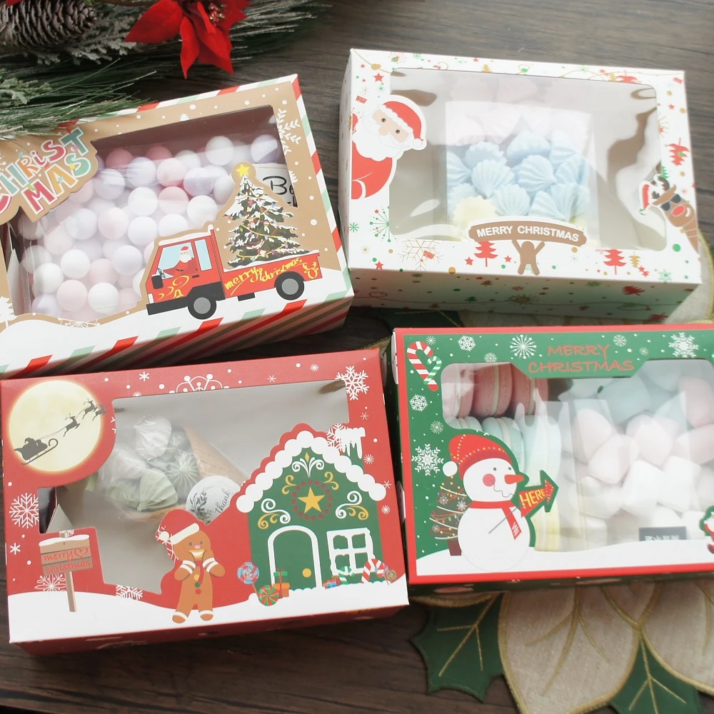 22*15*7cm 12pcs Merry Christmas Tree Snowman House Paper Box Candle Jam  Bake Diy Party Favors Gifts Packaging - Gift Boxes & Bags - AliExpress