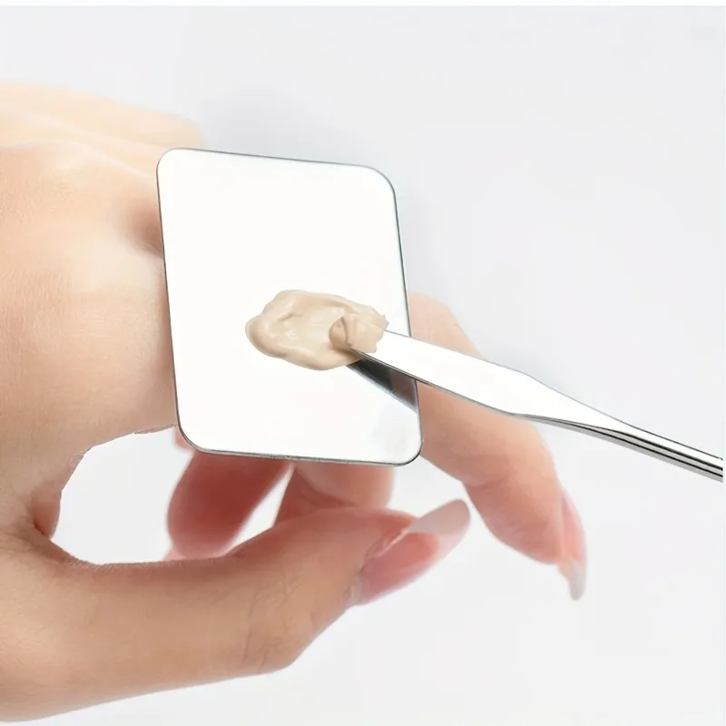 Tavolozza per miscelazione trucco, tavolozza spatola per trucco con spatola per fondotinta, tavolozza per nail art con vassoio per miscelazione trucco in acciaio inossidabile - immagine 6