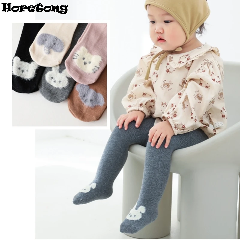 0-24 Months Pantyhose For Infants Newborns Toddlers Cotton Tight For Kid Spring Autumn Baby Girls Tights Cartoon Animals Print Knit Tights Girls Pantyhose