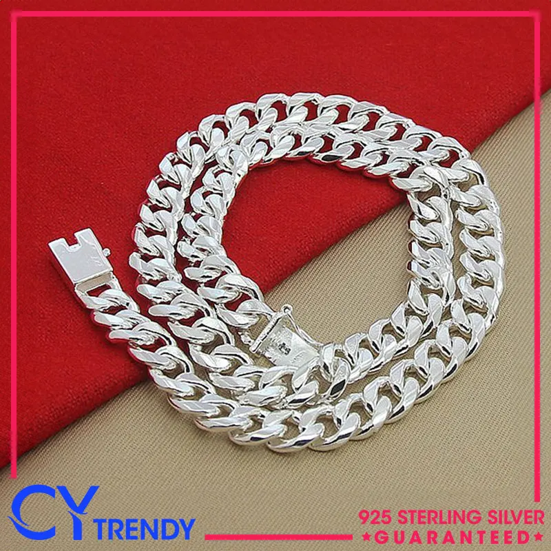 

Men's Stylish Statement 10MM 20/24 inch Men's 925 Silver Cuban Link Chain Necklaces