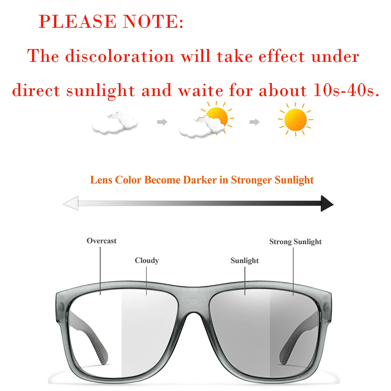 Photochromic Cycling Sunglasses Classic Square Frame