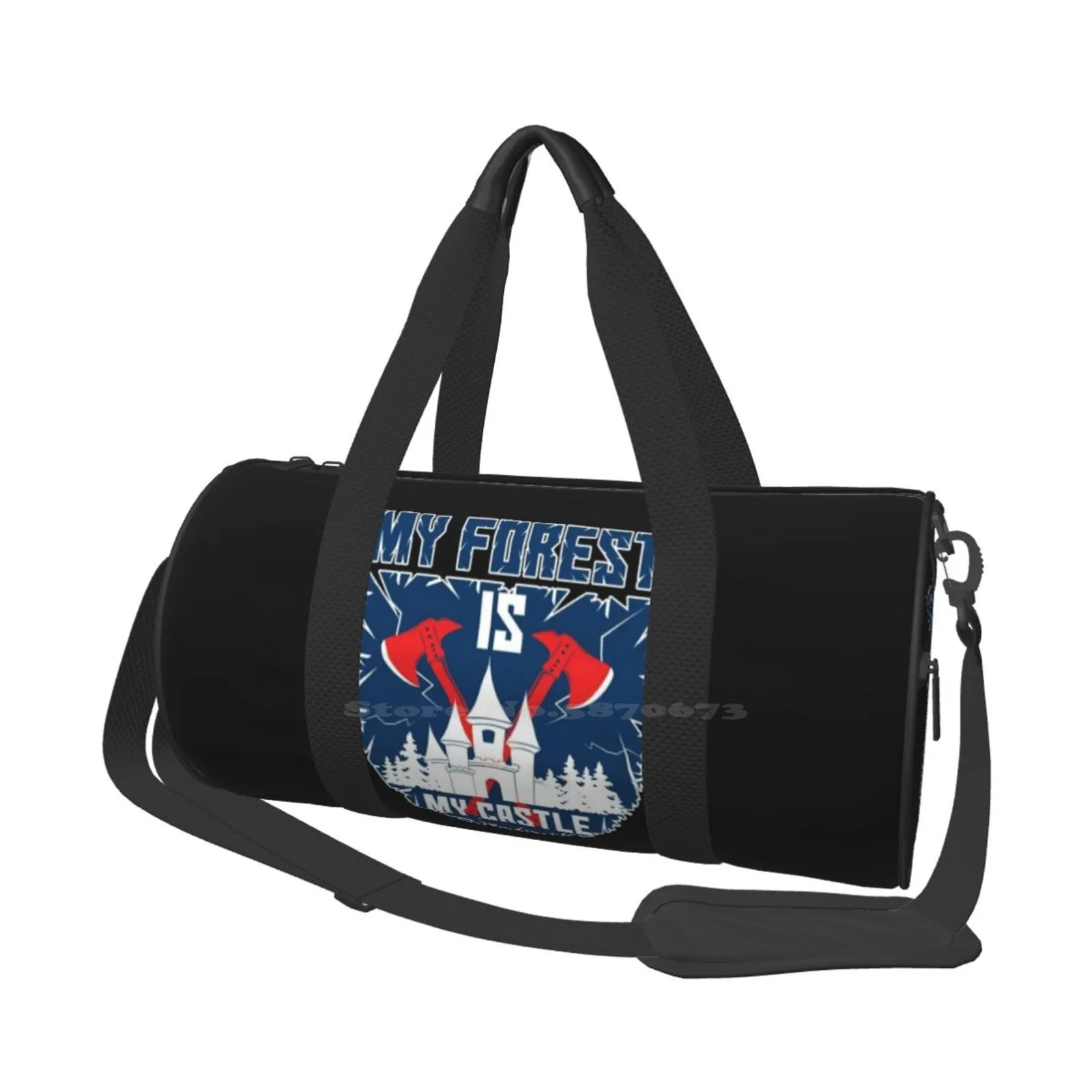 

My Forest Is My Castle Lumberjack Shoulder Bag Casual Satchel For Sport Travel School Felling Wood Royal Chateau Castle Tree
