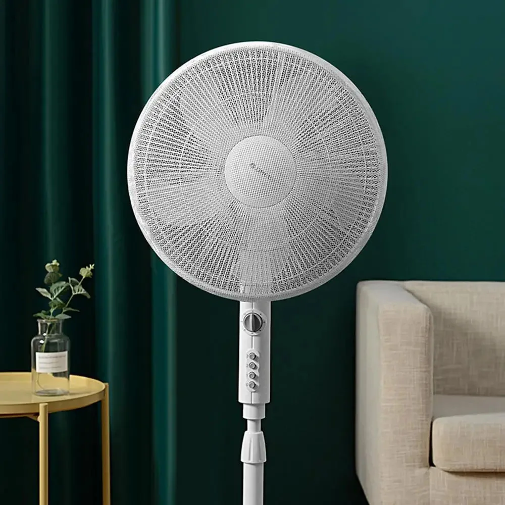 Fan Cover Black White Dustproof Fan Net Mesh Electric Safety Protective Drawstring Anti-pinch Hands Protector