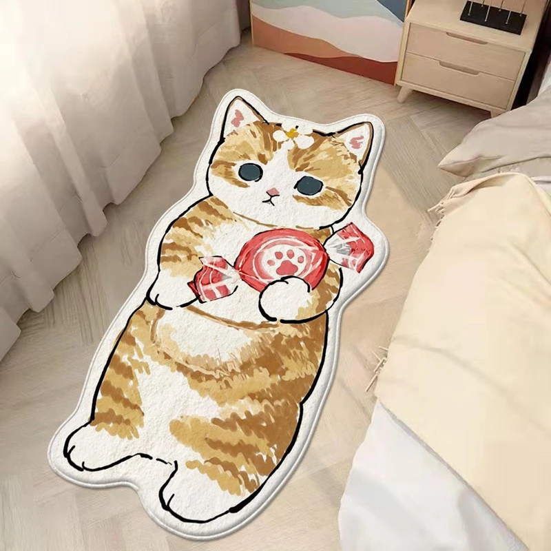 Tapis de sol en peluche de chat de dessin animé, moquette irrégulière douce  pour salon et chambre à coucher, de chevet, Kawaii - AliExpress