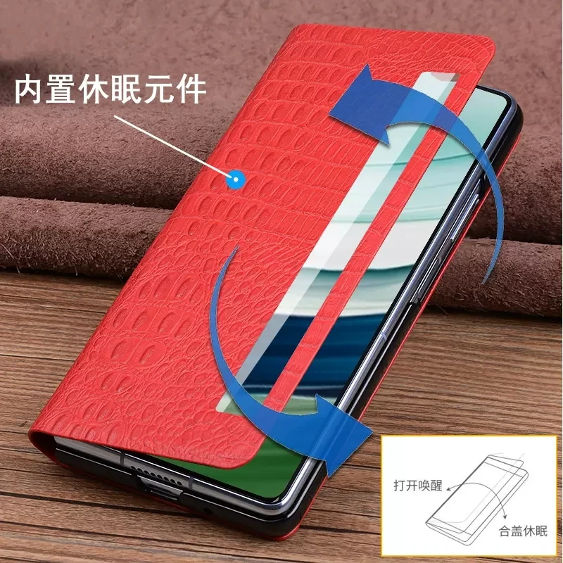 Luxury Genuine Leather Case for Huawei Mate X5 Magnetic Flip Phone Cover for Huawei Mate X3 Funda Skin MateX5/Mate3 Window Bag