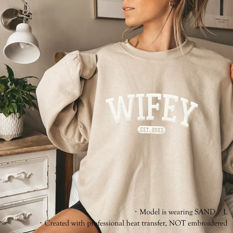 New Wife Sweatshirt Unique Bridal Shower Gift Newlywed Honeymoon Present Personalized Wifey Sweatshirt Wedding Gift for Bridal