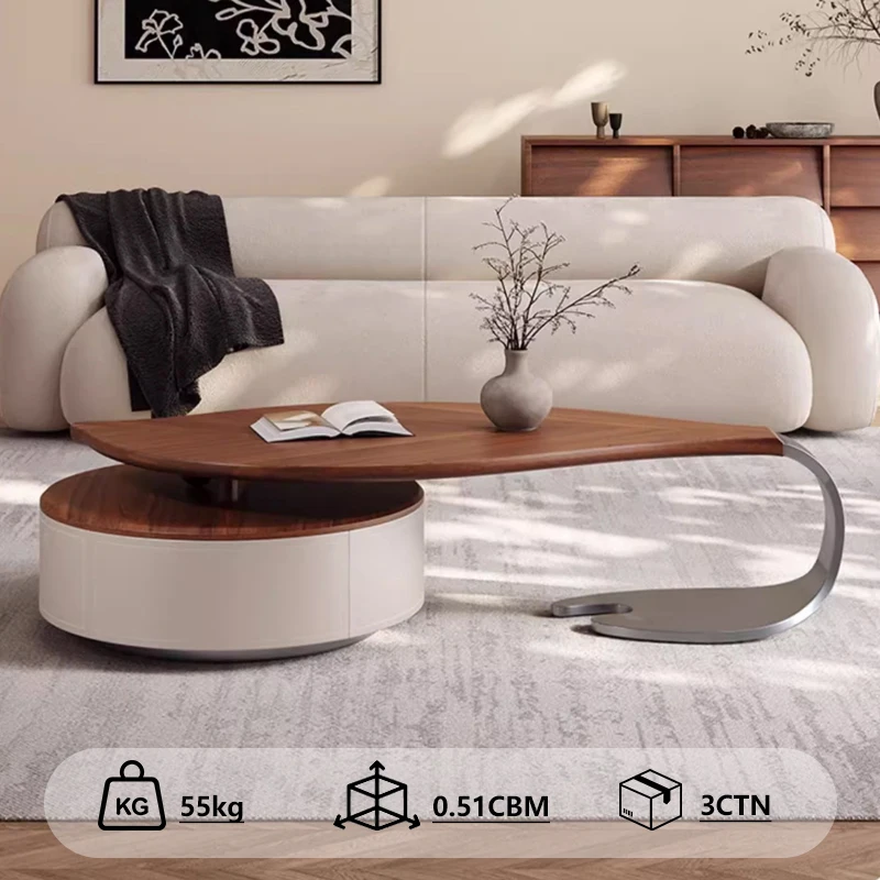 Modern Leaf Shape Walnut Veneer Coffee Table Light Luxury Living Room Home New Designer Creative Special Shape Coffee Table