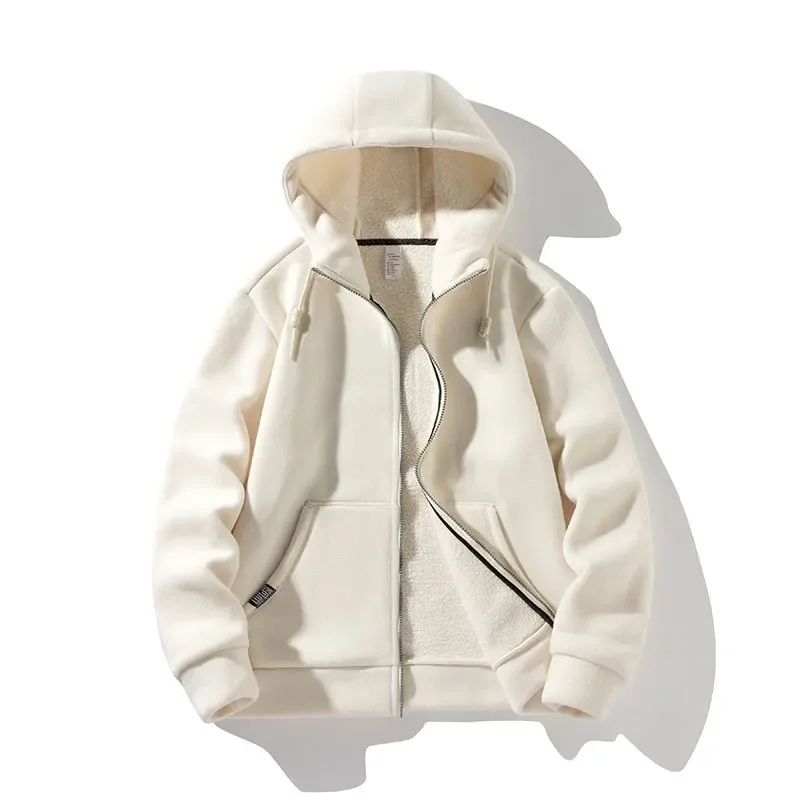 

Autumn and Winter New Polar Fleece Coat Men's Casual Hooded Jacket Men Cross-border Couple Solid Color Thick Top Men and Women