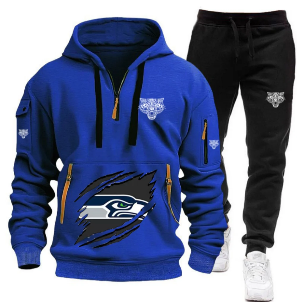 2025 Autumn winter men's youth vitality wind fashion long-sleeved hoodie hooded solid color top suit 3