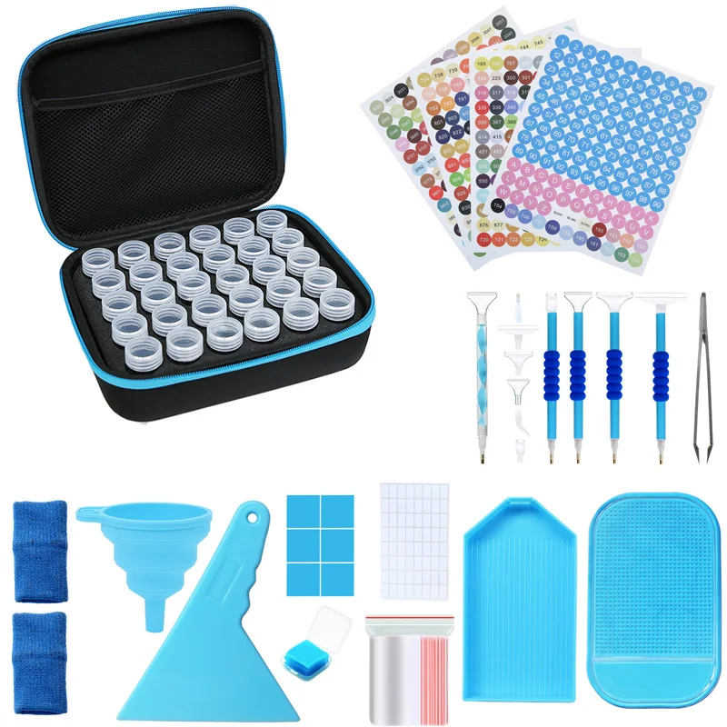 30/60 Slot Round Diamond Painting Storage Containers Diamond Art Bead  Storage Box Point Drill Pen Set DIY Accessories Tools Bag