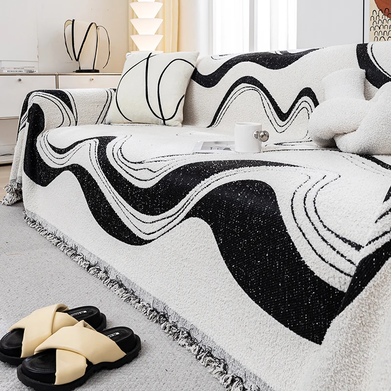 

Modern Lines Printed Throw Sofa Blanket for Adults and Children,Soft Warm Bed Sofa Covers, Simple Solid Color Sofa Towel