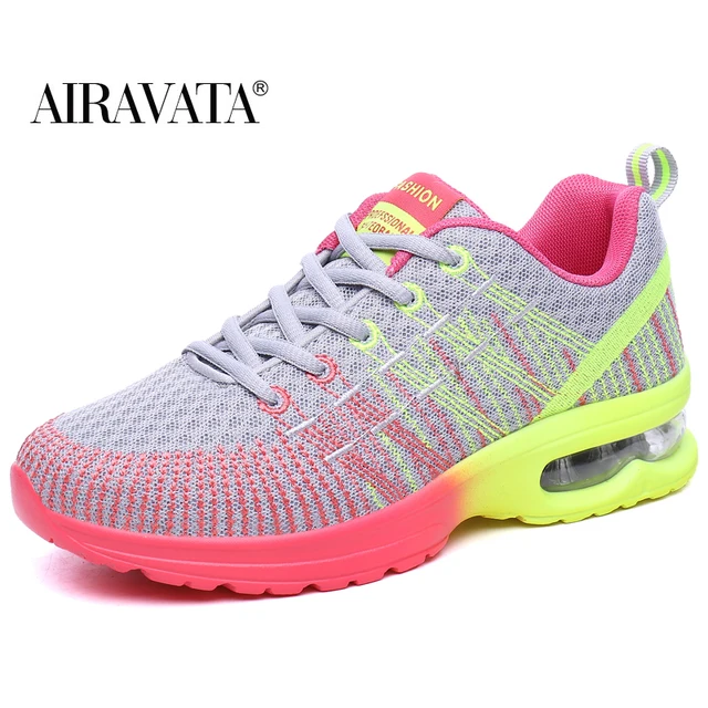 Women's Casual Fashion Air Cushion Lightweight Training Shoes Mesh Breathable Sneakers Gray Color