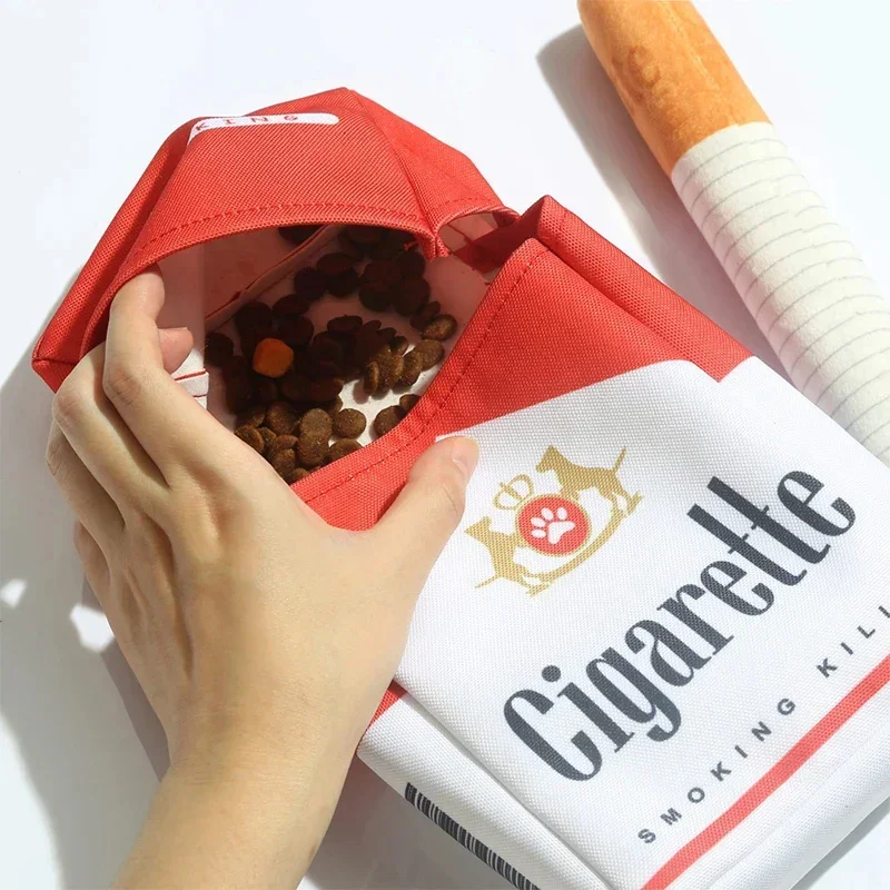 Creative Cigarette Interactive Giggles Dog Toys Funny Plush Chewing Toy with Squeaking Sound Dog Toy Cigaret Box Good Pet Gifts 4