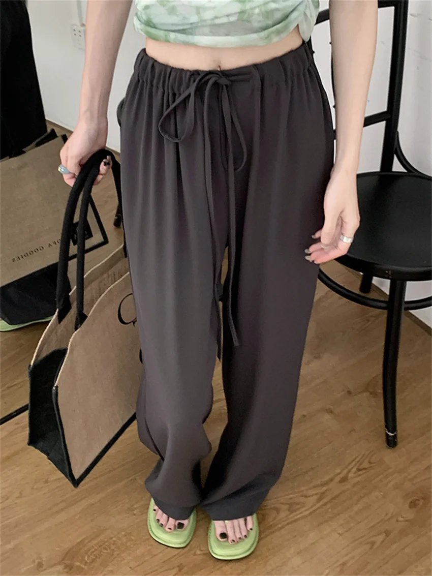 

Alien Kitty High Waist Minimalist Pants Women Wide Leg Thin Summer OL Chic Solid All Match New Loose Streetwear Office Lady
