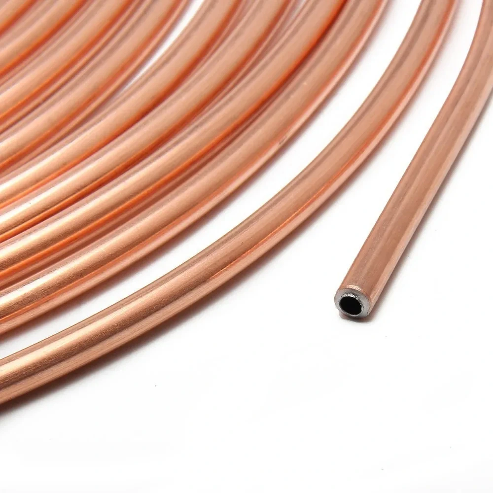 Brake Pipe Hose 25FT 7.62m Car Roll Tube Coil of 3/16" OD Copper Nickel Brake Pipe Tube Tubing 16PCS Nuts Galvanized Copper Hose Line Piping