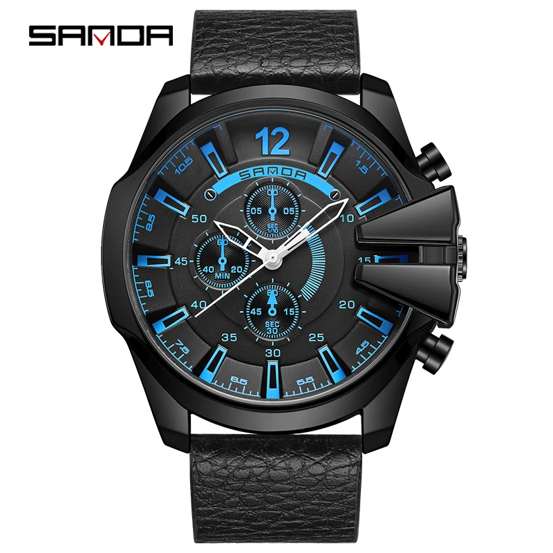 

Sanda Luxury New Man Watches Leather Strap 30m Waterproof Fashion Sports Quartz Watch Men's Wrist Reloj De Hombre