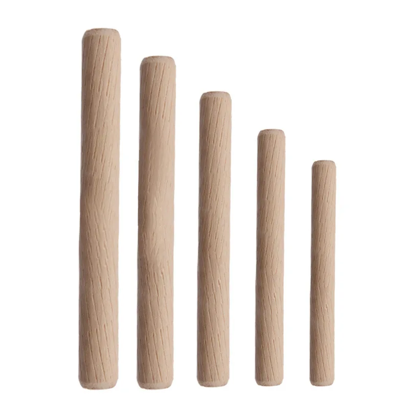 50/100pcs 나무 다웰 핀 홈이 있는 원형 목재 공예 다웰 막대 가구 캐비닛 서랍 목공 커넥터 M6-M12 DIY
