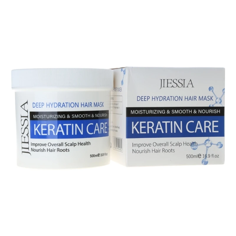 

Jiessia Keratin Hair Mask Repair Dry Damaged Moisturizing Smoothing Scalp Treatments Hair Care Creams Products 500ml E74C