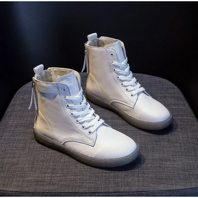 

Женские ботинки с высоким верхом, универсальные ботильоны на плоской подошве для весны и осени, теплая женская обувь, женская обувь на плоской подошве