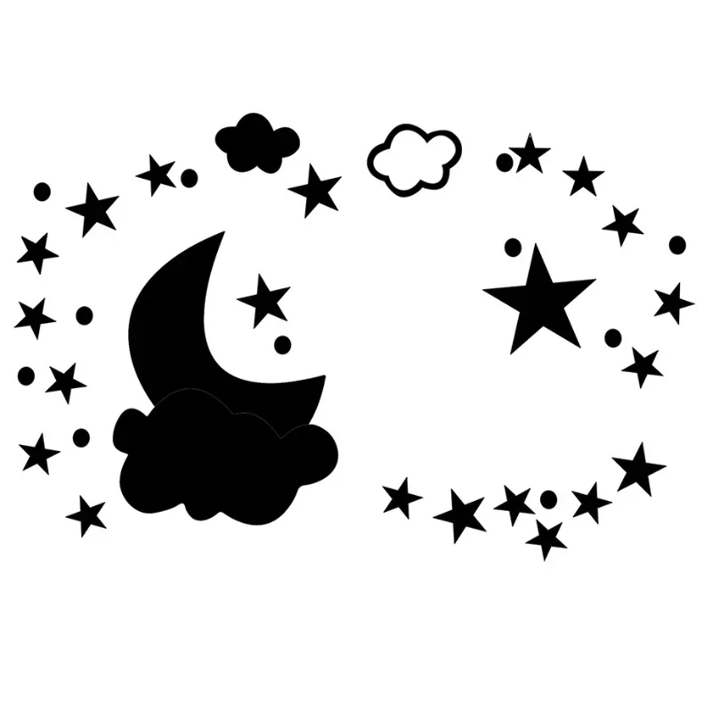 Moon clouds acrylic crystal mirror paste wall paste self-adhesive wall decorations bedroom home living room