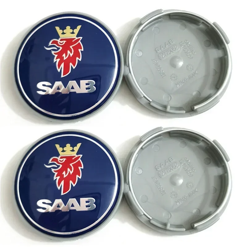 4pcs x 63mm Blue Carbon Black Car Wheel Center Cap Rims Hub Caps For SAAB 9 3 9 5 9-3 9-5 SAAB Emblem Badge Accessories