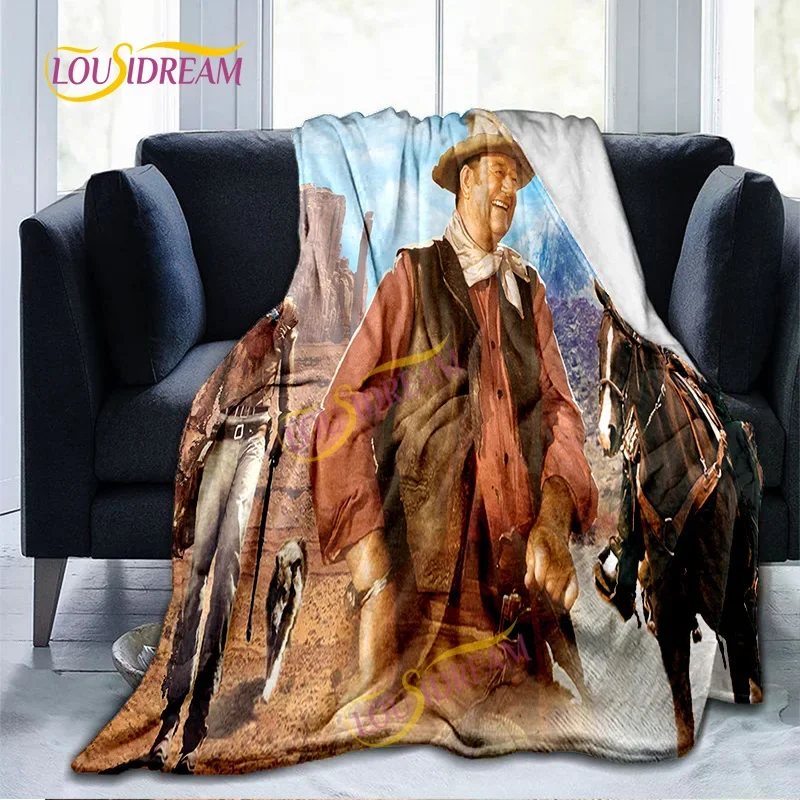 John Wayne Blanket Super Soft 3D Printed Famous Cowboy Actor John Wayne Flannel Blanket Home Bedroom Washable Warm Lazy Blanket 6