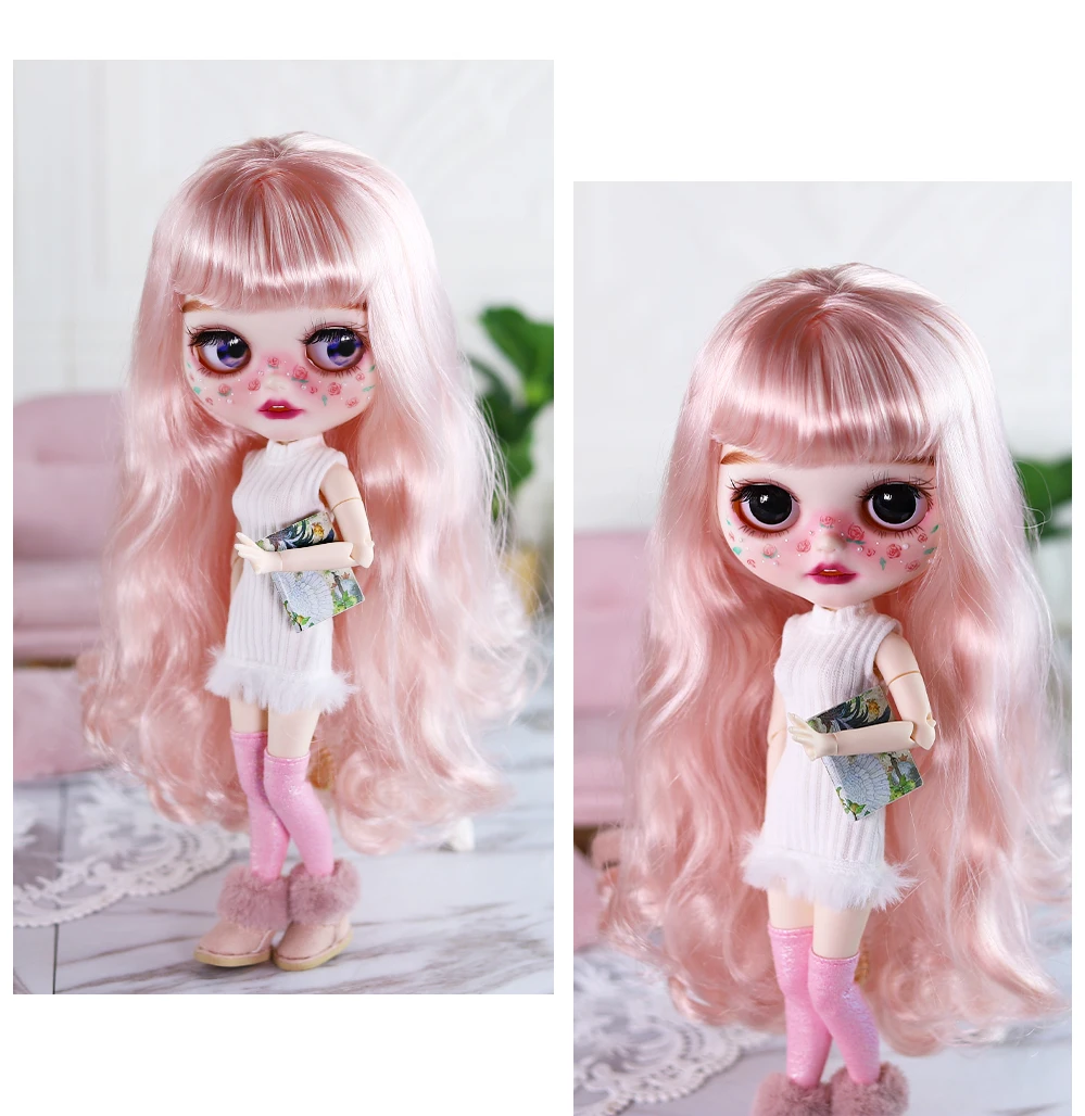 Clarabelle – Premium Custom Neo Blythe Doll with Pink Hair, White Skin & Matte Smiling Face 18