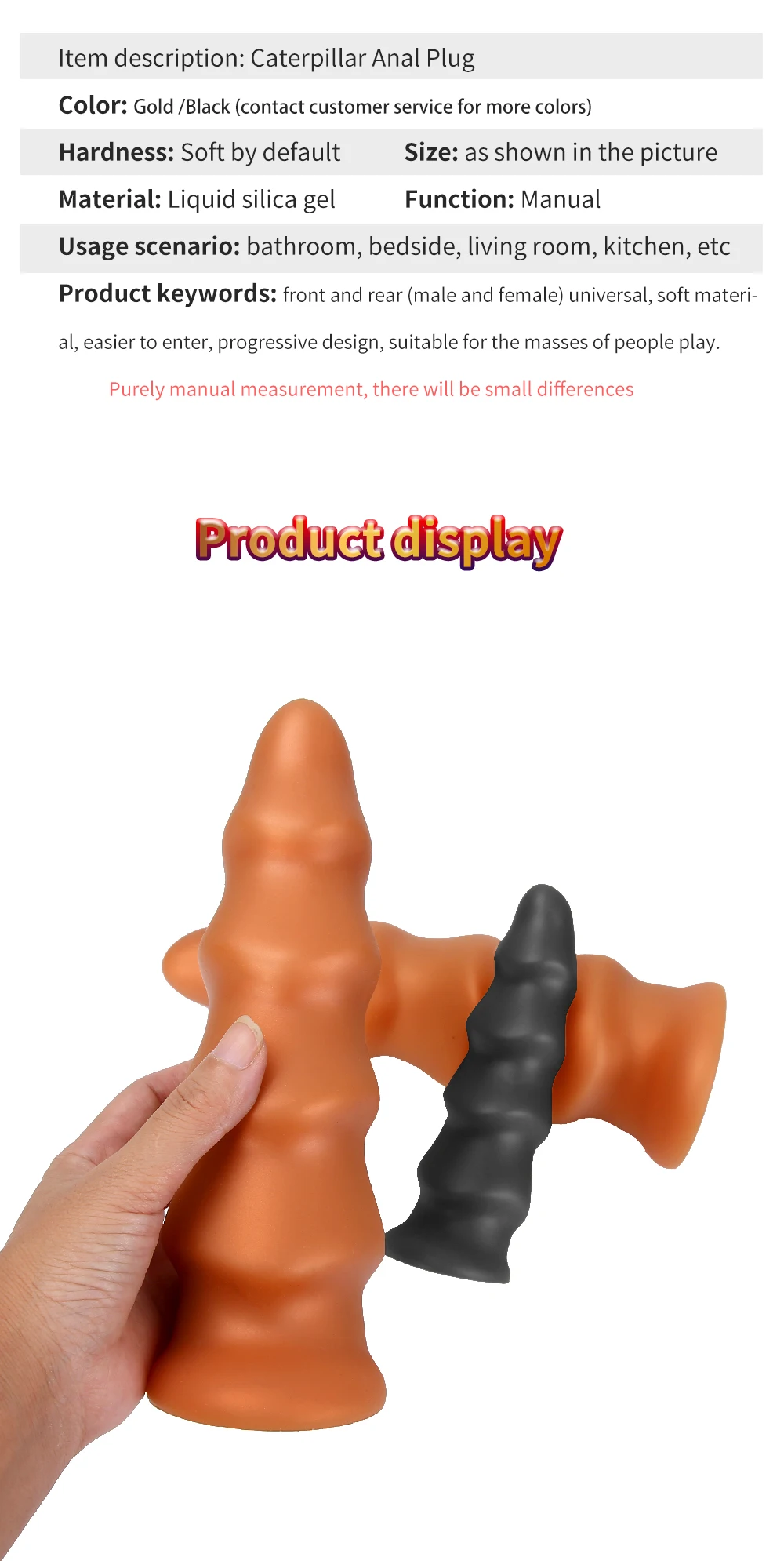 Unisex Anal Butt Plug for Prostate Massage or Vagina Masturbator