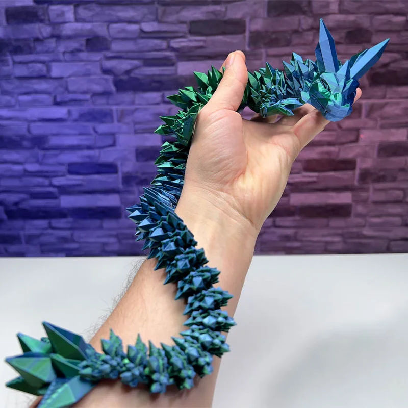 3D Printed Toy 3D Printed Crystal Dragon Antistress Fidget Toy Rotatable Articulated 30/45/60CM