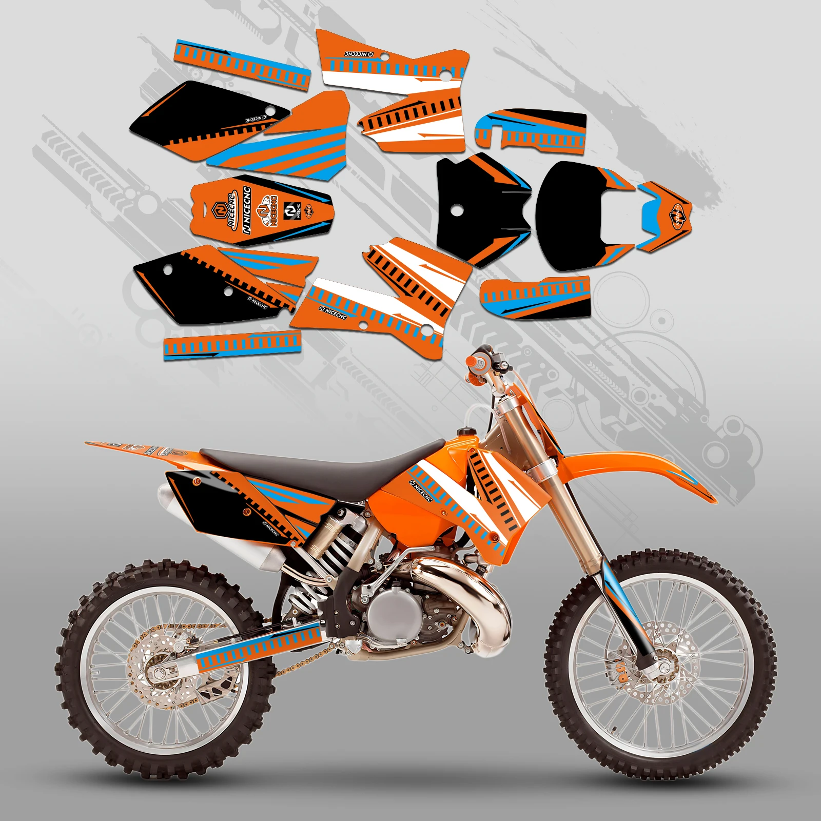NICECNC Aufkleber für KTM SX 125 SX 250 SX 300 SXF 250 SX-F 350 SXF 450 2005 2006, Motocross-Grafik-Hintergrund-Aufkleber, individuell anpassbar – Detail 10