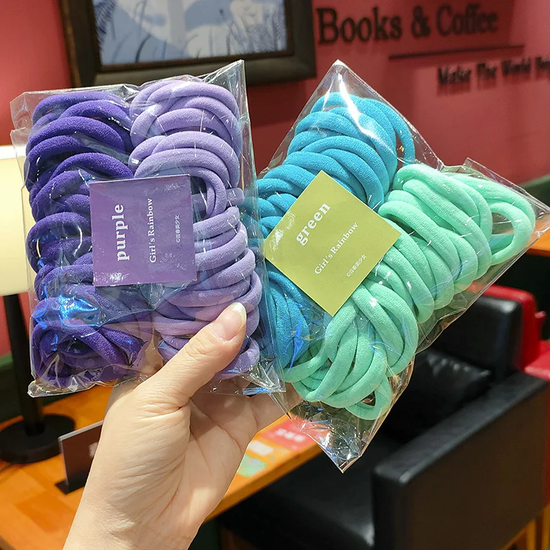 50Pcs 여자를위한 다채로운 기본 나일론 Ealstic 헤어 넥타이 포니 테일 잡아 Scrunchie 고무 밴드 여성 패션  헤어 액세서리