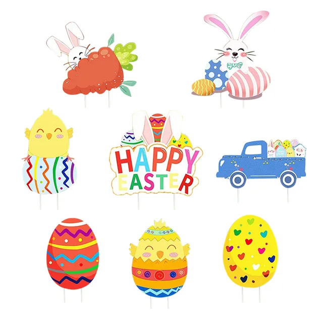 8Db/Set Húsvéti Nyúl Sárgarépa Tojás Pázsit Tétje - Image 6