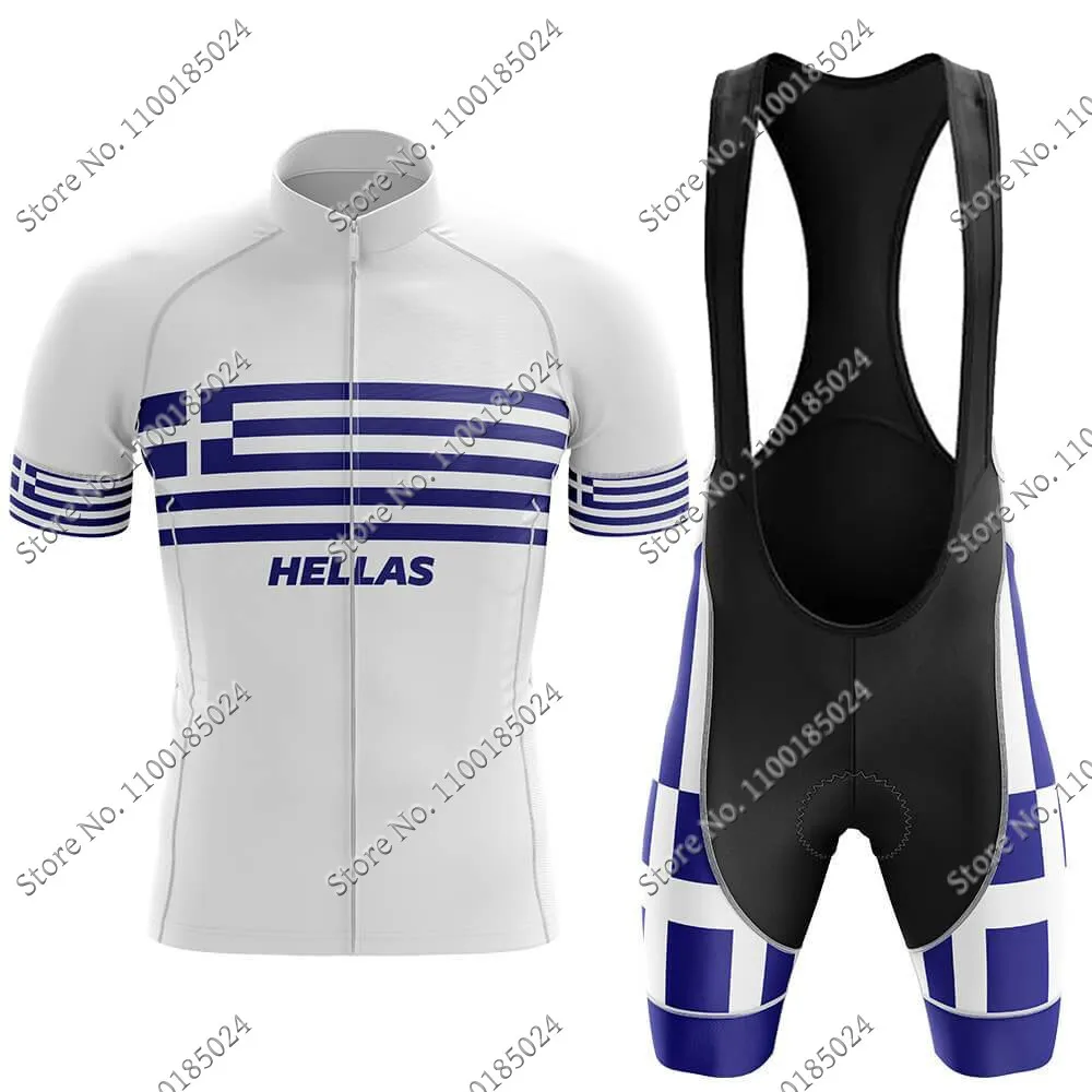 Hellas National Team Cycling Jersey Set Greece Cycling Clothing Road bike Shirt Suit bicycle bib Shorts MTB Wear Maillot Culotte