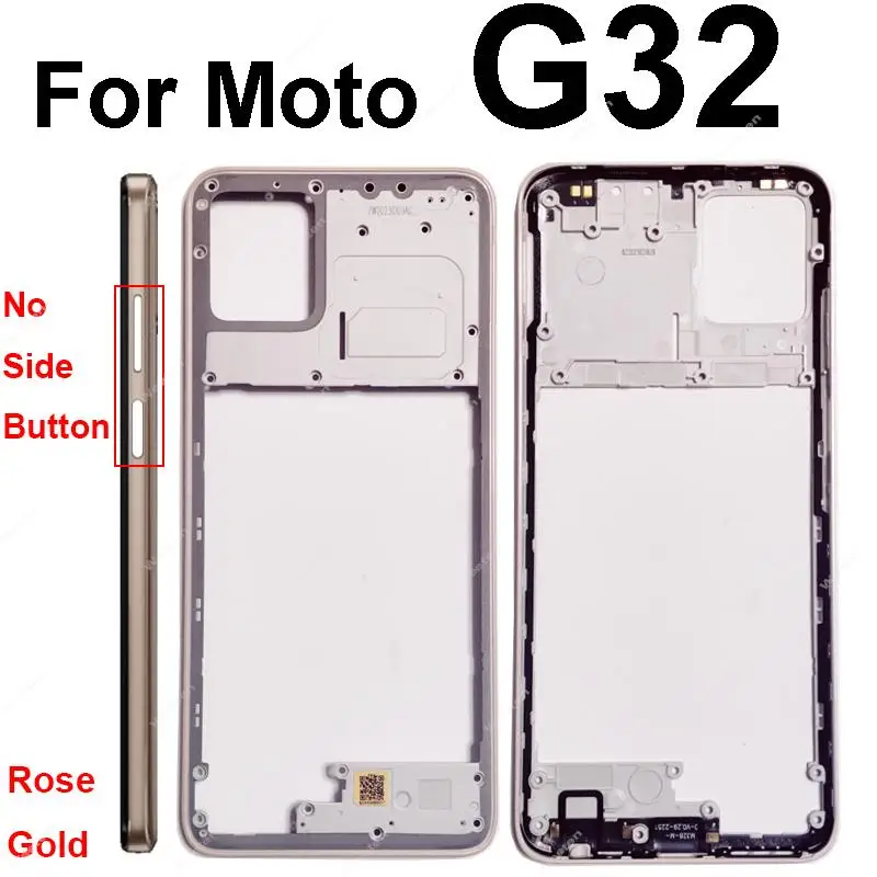 모토로라 MOTO G32 중간 하우징 프레임 커버, 사이드 버튼 없는 중간 프레임 베젤, 렌즈 프레임 없음, 교체 수리 부품