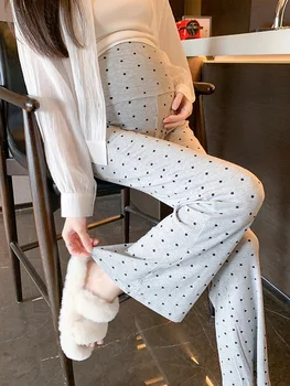 Spring Summer Fashion Dots Pregnant Women Pants with Adjustable Waist Ladies Slim Trousers Casual Outdoor Maternity Clothes