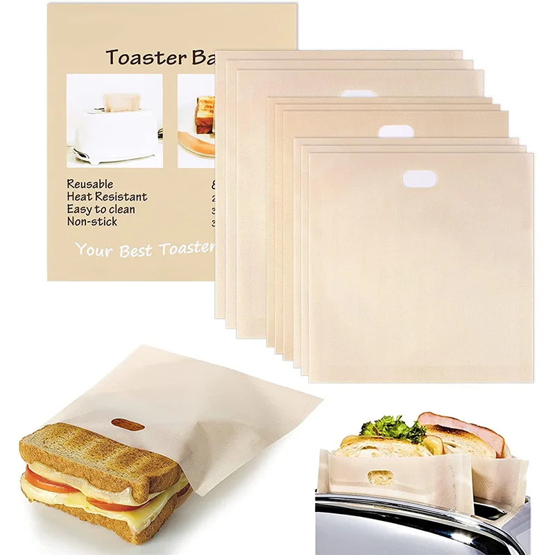 Reusable Toaster Bag Non Stick Bread Bag Sandwich Bags Coated Fiberglass Toast Microwave Heating Pastry Tools