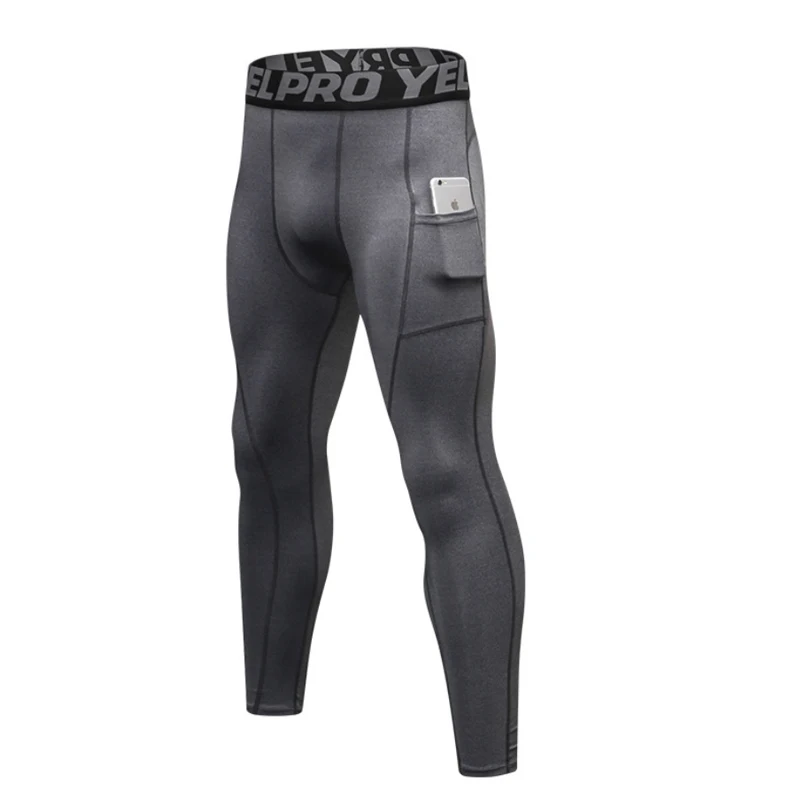 Men Compression Pants Male Tights Leggings Running Gym Fitness Jogging Workout White Black Trousers With Phone Pockets