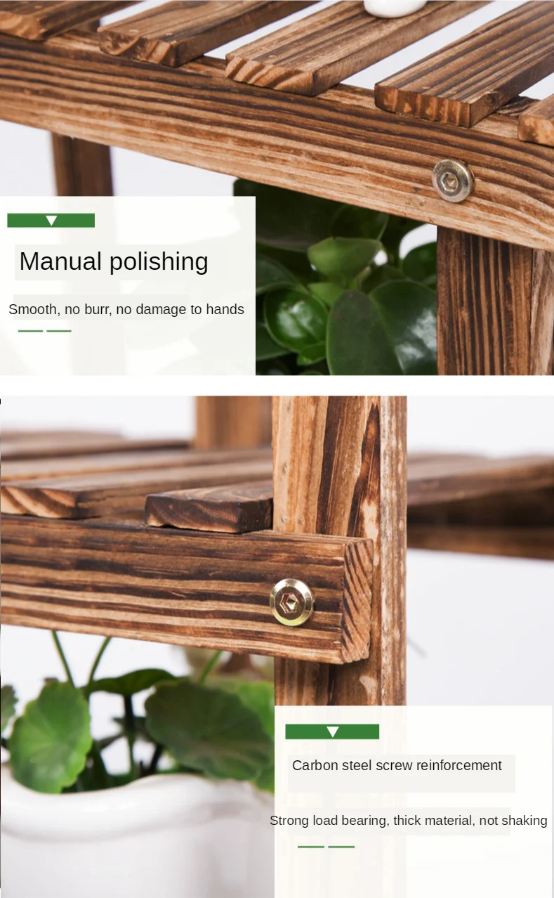 Vintage Wood Plant Stand Balcony Flower Pot Ladder Shelf Outdoor Garden Planter Indoor Plants Pots Home Storage Rack Decor