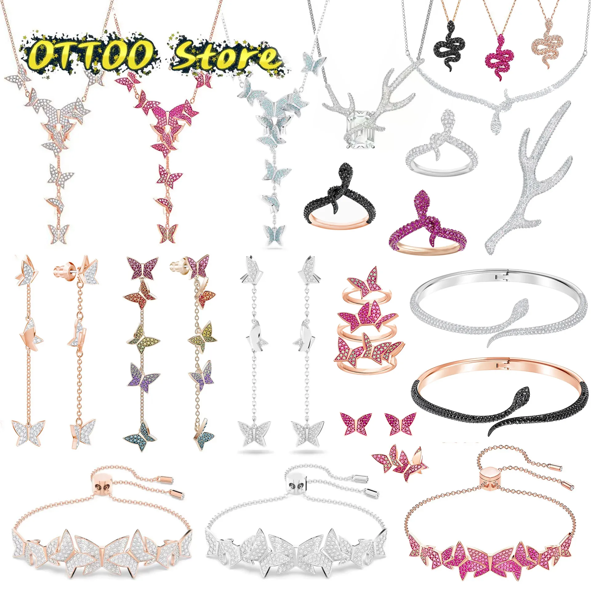 2024 Originale Lilia Fine Jewelry Set Luxury Butterfly Bretella Snake Ring Orecchino Collana Braccialetto Regalo Romantico Per Le Donne