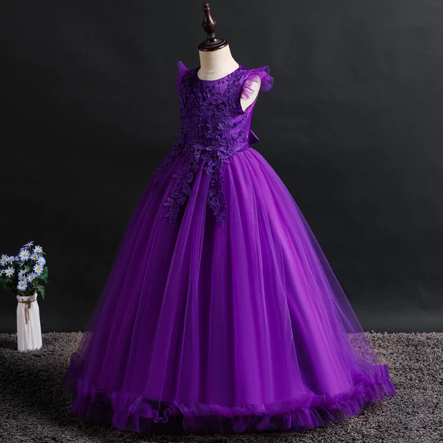 Vestido Feminino Vestido De Festa Roxo Infantil Shop Vestido De