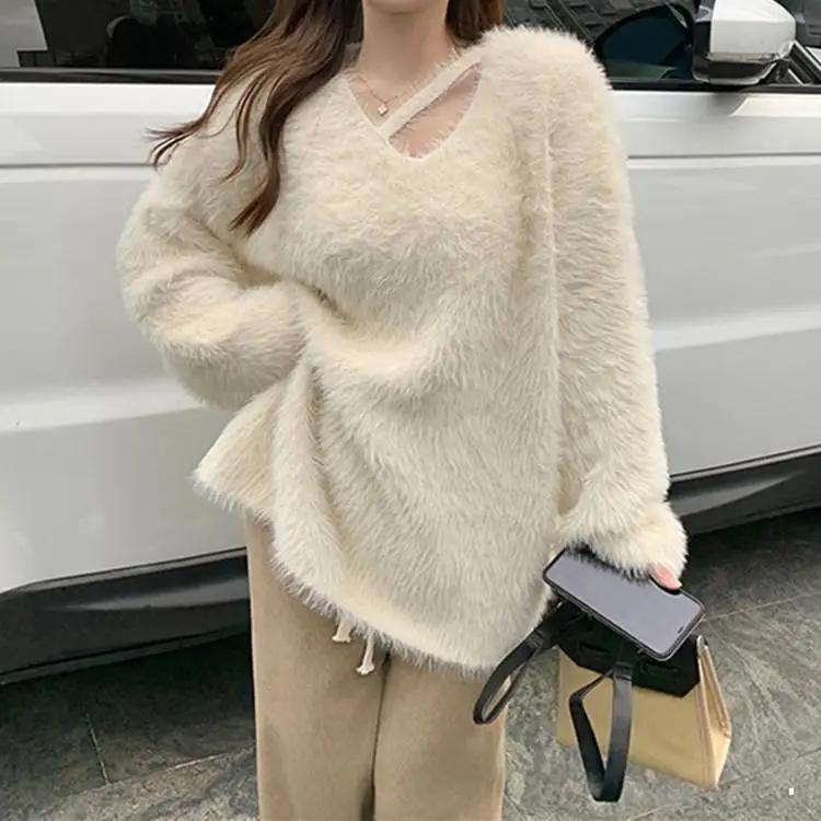 

One Sizel Womens Sweaters Autumn Winter O-neck Long Sleeve Pullover Loose Casual Keep Warm Female Knitwear Ladies Clothes Hw57