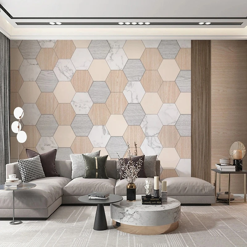 

Custom Mural Wallpaper Modern Geometry Light Luxury Grid Wall Paper Living Room TV Sofa Home Decor Papel De Parede 3D Fresco