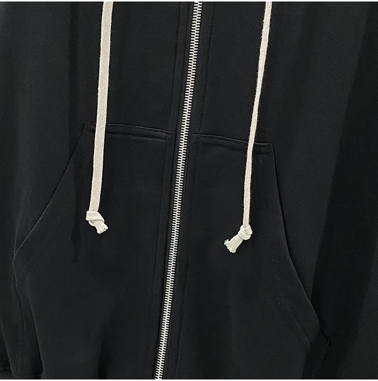 HKSH Spring New Men's Tide Punk Dark Hoodie Classic Black Coat Zipper Cardigan Hooded Long Sleeve Sweater Chic Sweatshirt HK0794