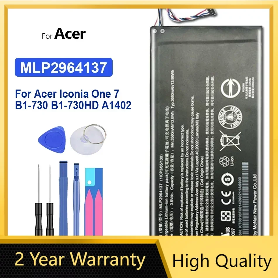 

3580 мАч, MLP2964137, Сменный аккумулятор для Acer Lconia One 7, One7, Φ, A1402, 3165142P, с Трек-кодом