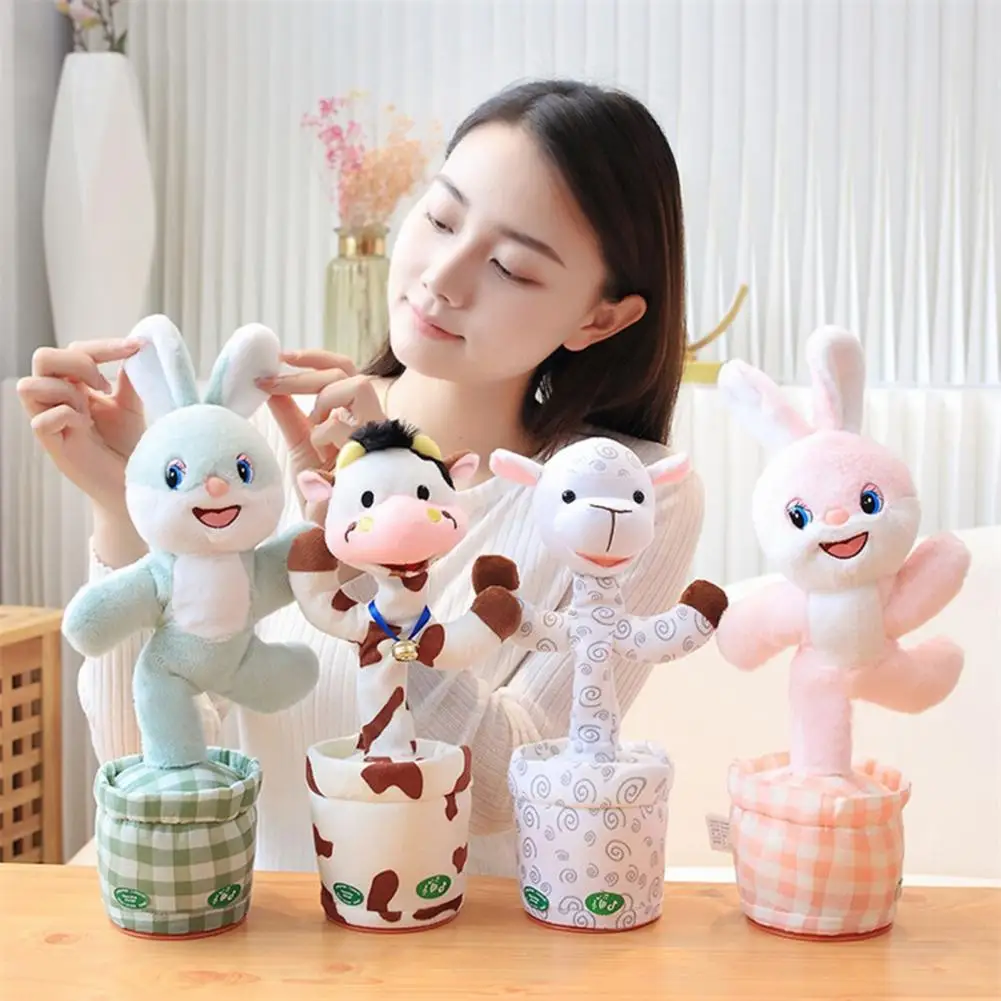 Talking Cow Singing Dancing Interactive Toy Repeats What You Say Electric Shaking Cute Plush Toy Birthday Christmas Festival