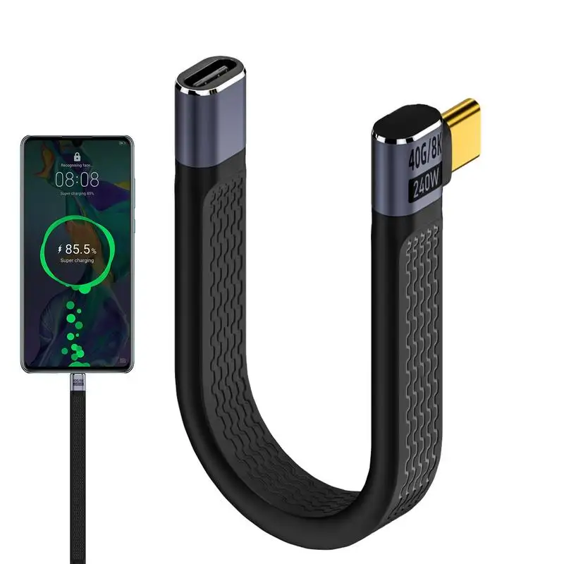 Elbow USB 4.0 Gen3 40Gbps FPC Cable PD 240W 5A Fast Charging Type C to Type-C Cable Thunderbolt 4 8K@60Hz Cable USB C Data Cabel - Image 2