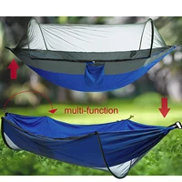 Double Camping Hammock with Mosquito Netting Pop-up Portable Hammock Ultralight Nylon Parachute Hammocks with Tree Straps 3