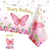 Butterfly Birthday Party Waterproof Tablecloth Spring Summer Outdoor Butterfly Party Table Decor Girl Happy Birthday Party Decor 1