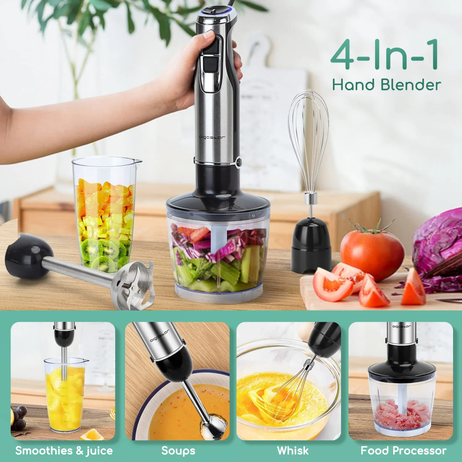 Best Immersion Hand Blender 5-in-11000W Handheld Immersion Blender Food  Processor With Stainless Steel Stick Frother Egg Beater - AliExpress