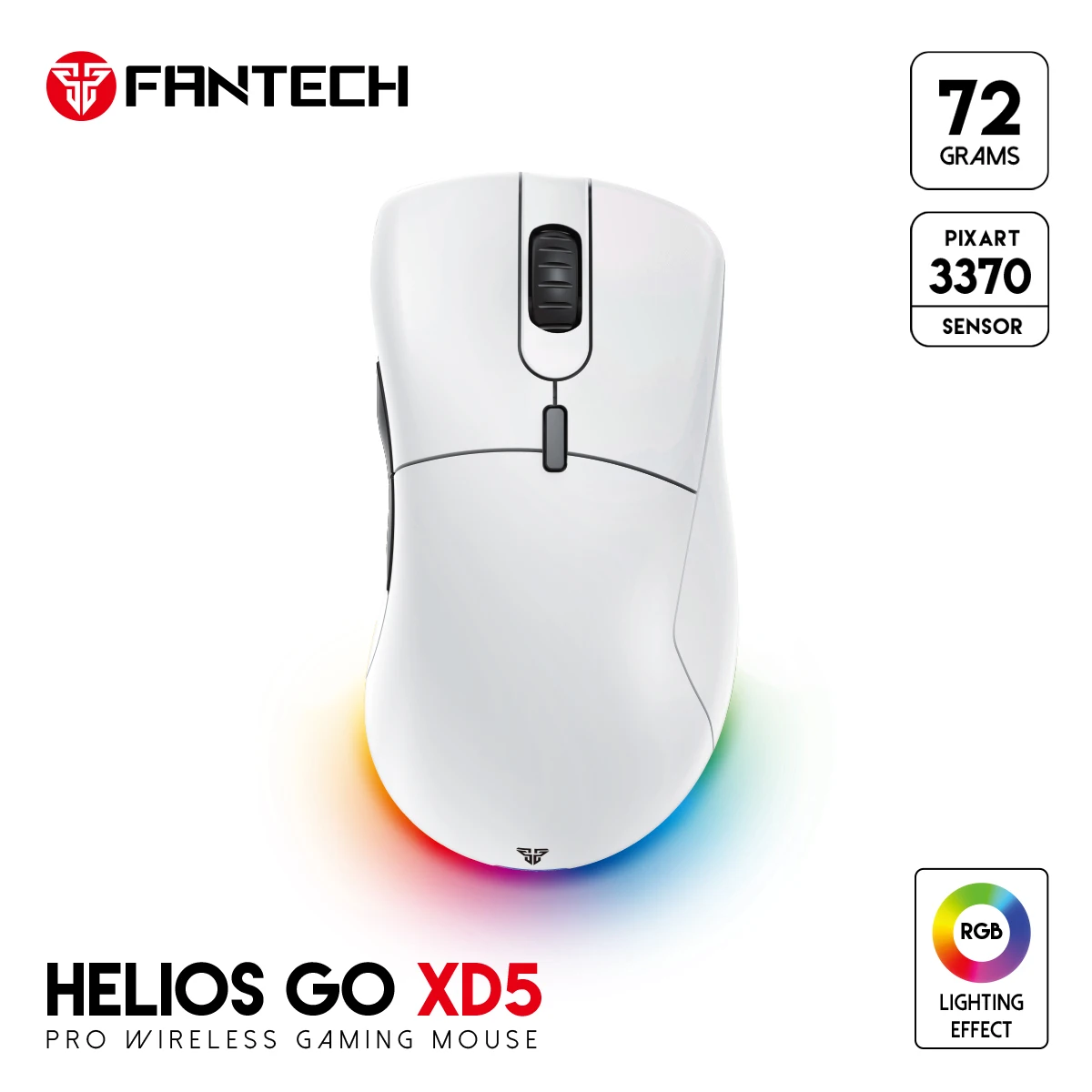 Беспроводная игровая мышь FANTECH XD5 PIXART3370 19000DPI 1000 Гц 400ips 6 макрокнопок RGB мыши для ноутбука ПК LOL FPS геймера
